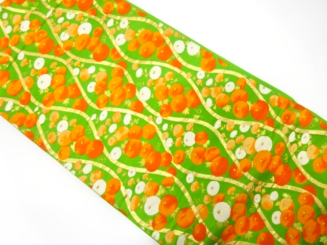 アンティーク　立涌に万寿菊模様織り出し袋帯（着用可）